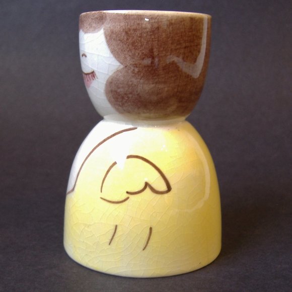 2 Egg Cups Woman Girl Mother Daughter Pair Vintage Ceramic Porcelain Collectible - Picture 5 of 8